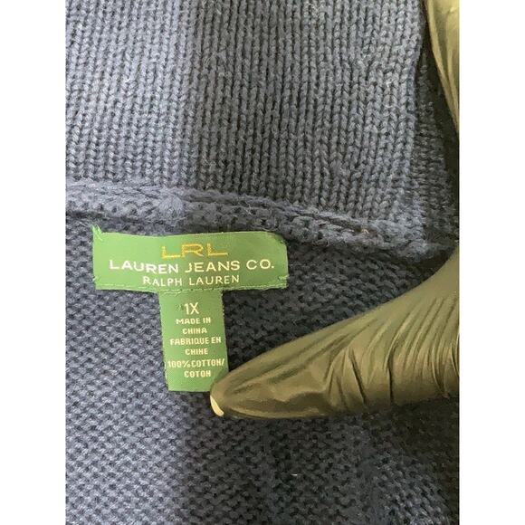 Ralph Lauren Jeans Co Navy Blue Crest Knitted Cotton V Neck Cardigan 1X - Picture 4 of 4